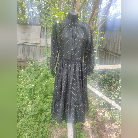 Gunne Sax Vintage Floral Smocked Waist Prairie Dress with Buttons - Picture 2 of 7